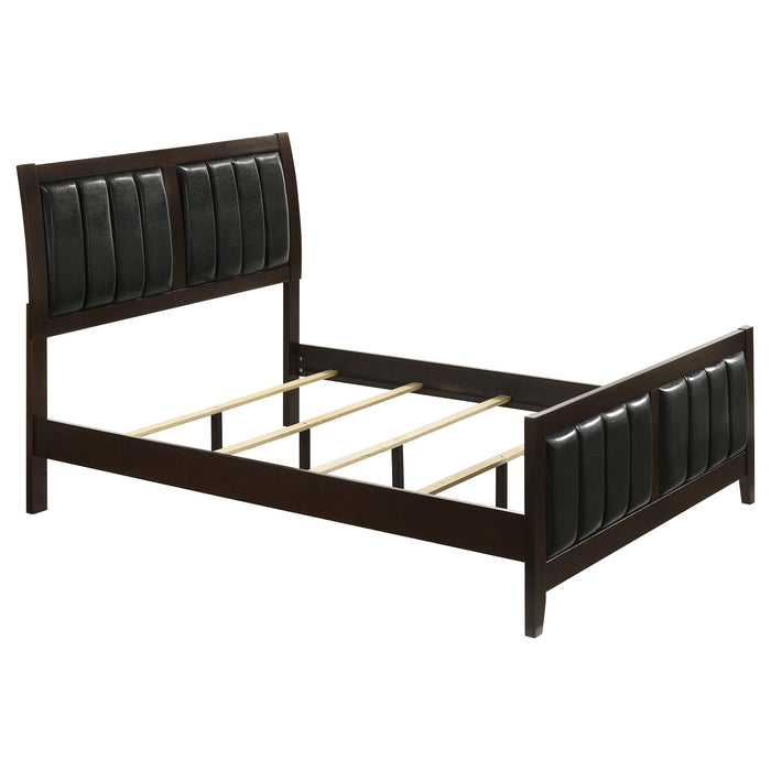 Carlton Full & Twin Upholstered Panel Bed Cappuccino and Black - U&U Home Budget Furniture (Carteret, NJ)