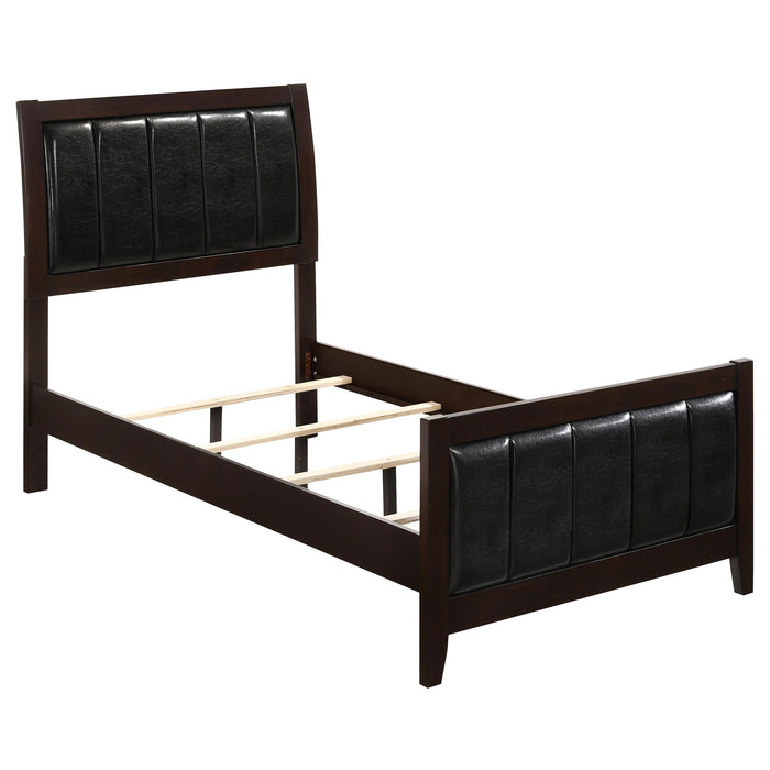 Carlton Full & Twin Upholstered Panel Bed Cappuccino and Black - U&U Home Budget Furniture (Carteret, NJ)