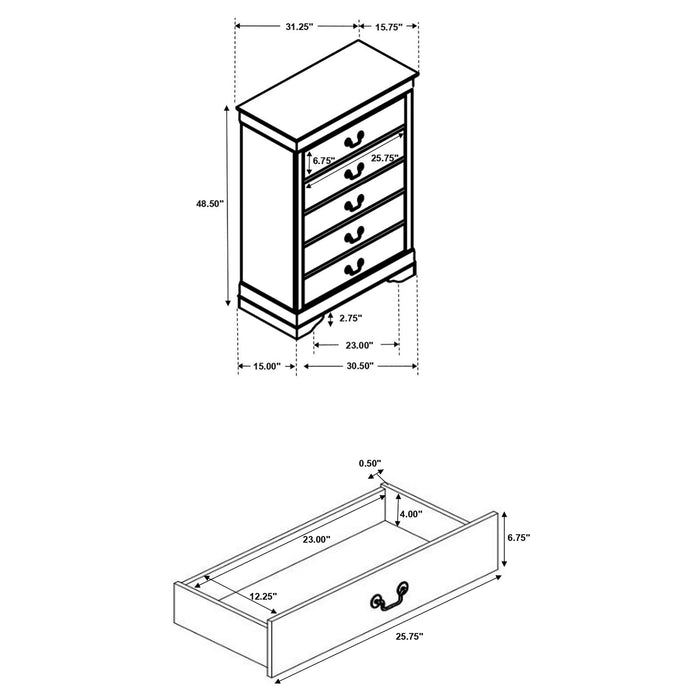 Louis Philippe Chest Brown - U&U Home Budget Furniture (Carteret, NJ)