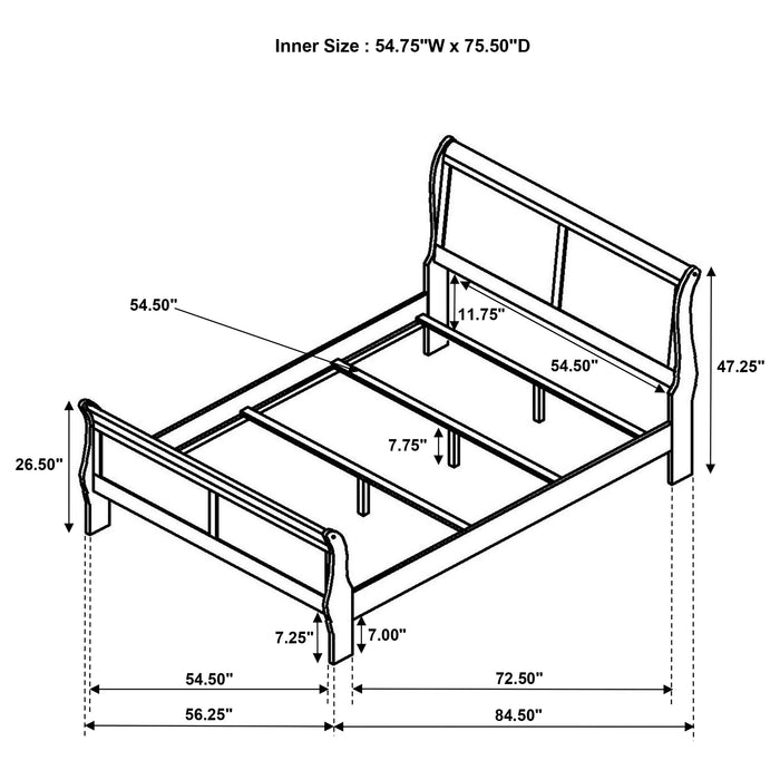 Louis Philippe Eastern King, Full, & Queen Bed - U&U Home Budget Furniture (Carteret, NJ)