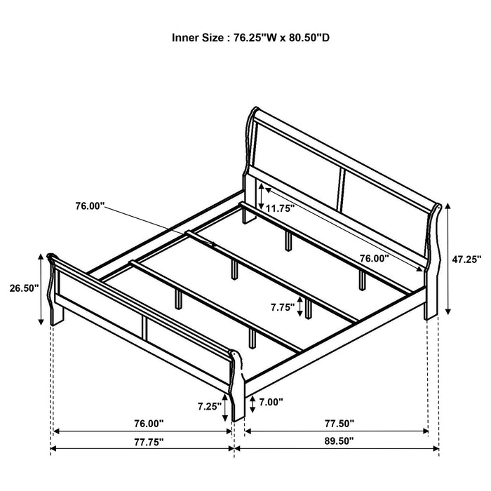 Louis Philippe Eastern King, Full, & Queen Bed - U&U Home Budget Furniture (Carteret, NJ)