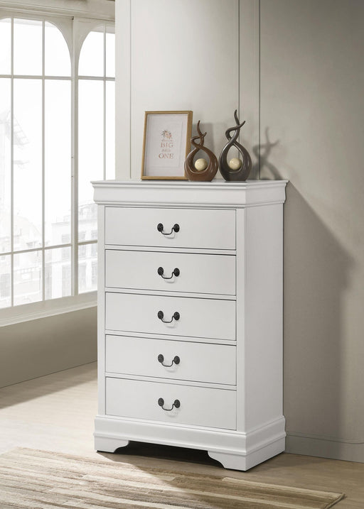 Louis Philippe 5-drawer Bedroom Chest White - U&U Home Budget Furniture (Carteret, NJ)