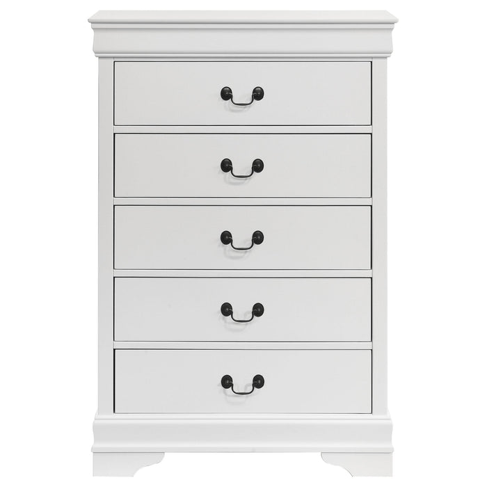 Louis Philippe 5-drawer Bedroom Chest White - U&U Home Budget Furniture (Carteret, NJ)