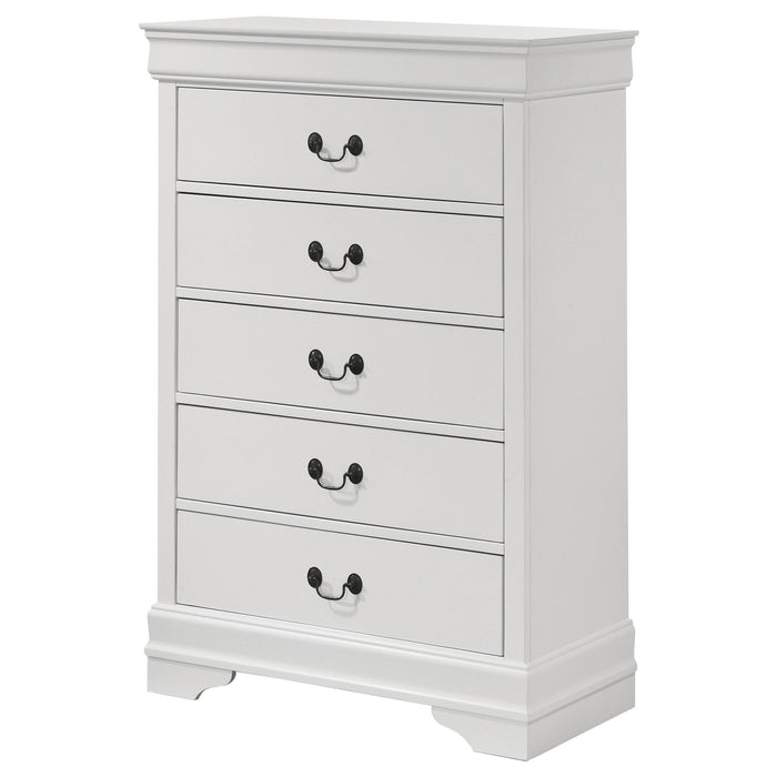 Louis Philippe 5-drawer Bedroom Chest White - U&U Home Budget Furniture (Carteret, NJ)