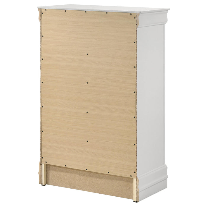 Louis Philippe 5-drawer Bedroom Chest White - U&U Home Budget Furniture (Carteret, NJ)