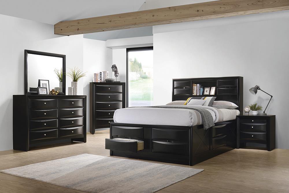 Briana Panel Bedroom Set California King, Eastren King, & Queen with Sleigh Headboard Black 4 & 5 Piece - U&U Home Budget Furniture (Carteret, NJ)