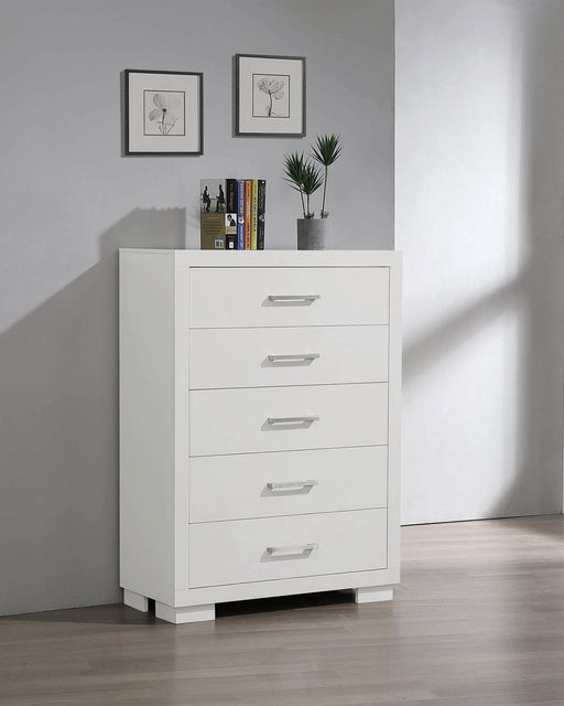 Jessica 5-drawer Chest White - U&U Home Budget Furniture (Carteret, NJ)