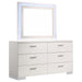 Felicity 6-drawer Dresser with LED Mirror White High Gloss - U&U Home Budget Furniture (Carteret, NJ)