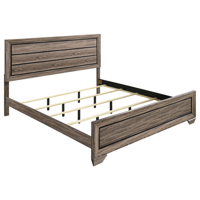 Kauffman California King, E.king, & Queen Panel Bed Washed Taupe - U&U Home Budget Furniture (Carteret, NJ)
