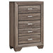 Kauffman 5-drawer Chest Washed Taupe - U&U Home Budget Furniture (Carteret, NJ)