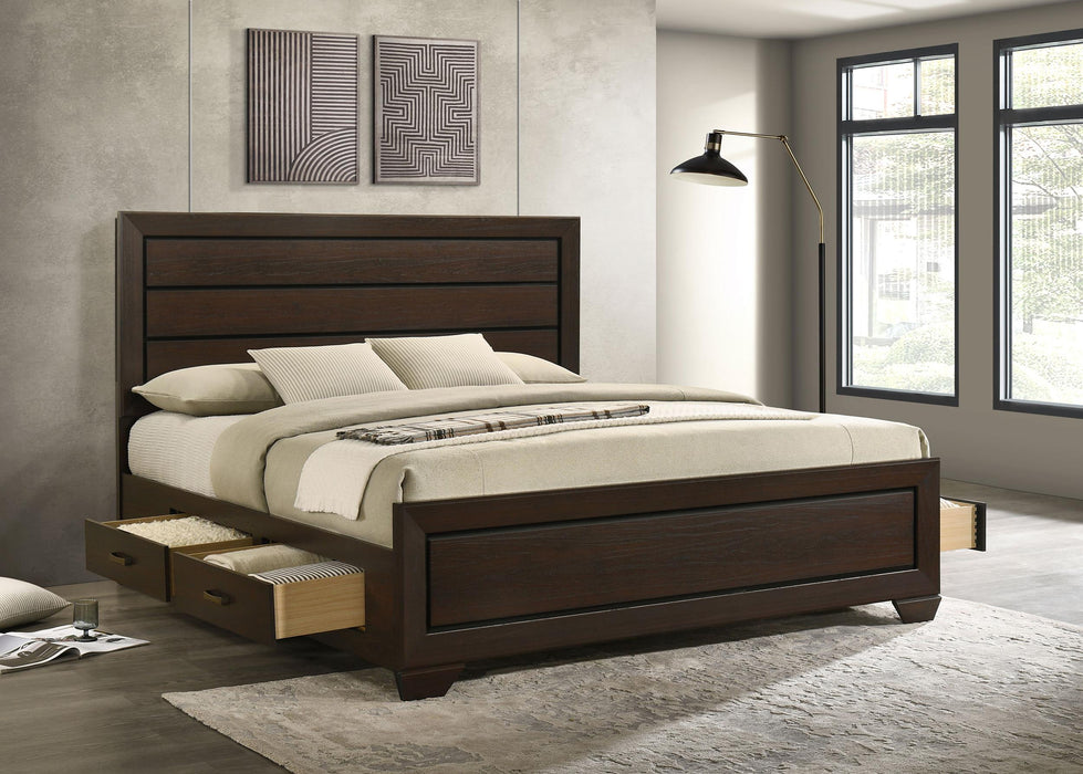 Kauffman California King, Eastren king, & Queen Storage Bed Dark Cocoa - U&U Home Budget Furniture (Carteret, NJ)