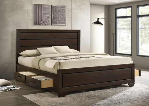 Kauffman California King, Eastren king, & Queen Storage Bed Dark Cocoa - U&U Home Budget Furniture (Carteret, NJ)
