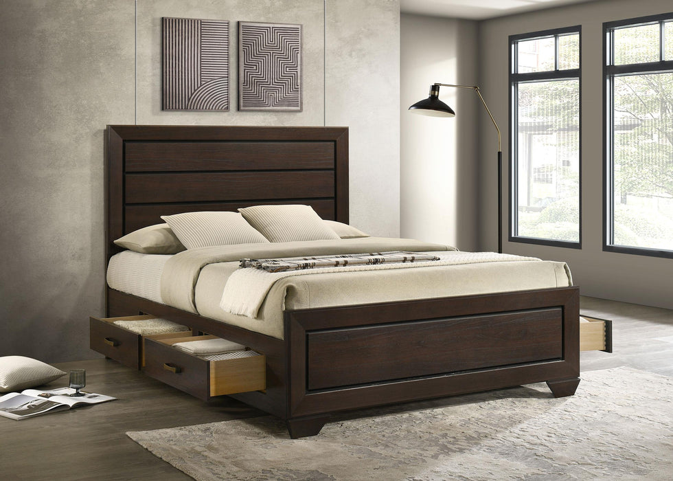 Kauffman California King, Eastren king, & Queen Storage Bed Dark Cocoa - U&U Home Budget Furniture (Carteret, NJ)