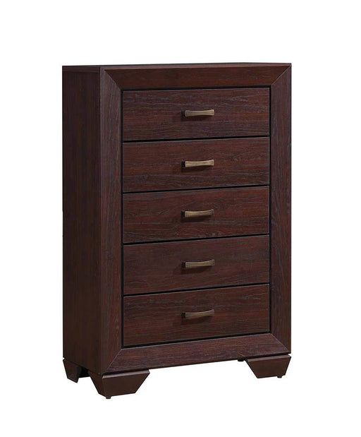 Kauffman 5-drawer Chest Dark Cocoa - U&U Home Budget Furniture (Carteret, NJ)