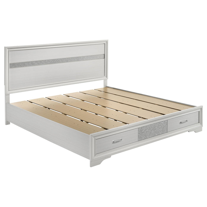 Miranda California King. E.King, & Queen 2-drawer Storage Bed Black & White - U&U Home Budget Furniture (Carteret, NJ)