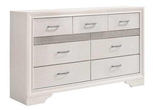 Miranda 7-drawer Dresser White and Rhinestone - U&U Home Budget Furniture (Carteret, NJ)