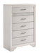 Miranda 5-drawer Chest White and Rhinestone - U&U Home Budget Furniture (Carteret, NJ)