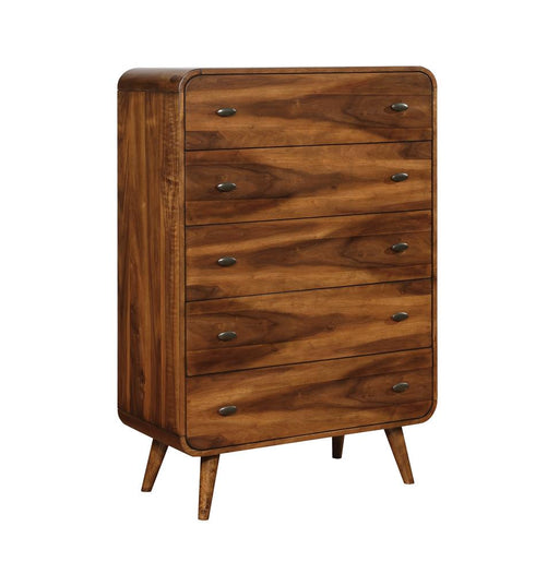 Robyn 5-drawer Chest Dark Walnut - U&U Home Budget Furniture (Carteret, NJ)