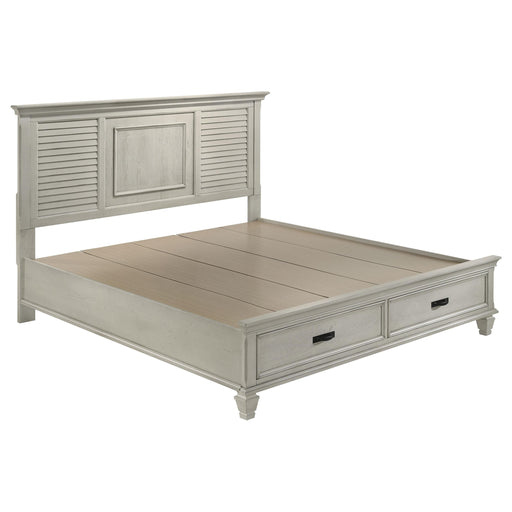 Franco Eastern King & Queen Storage Bed Antique White - U&U Home Budget Furniture (Carteret, NJ)