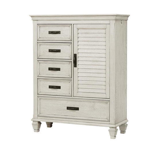 Franco 5-drawer Door Chest Antique White - U&U Home Budget Furniture (Carteret, NJ)