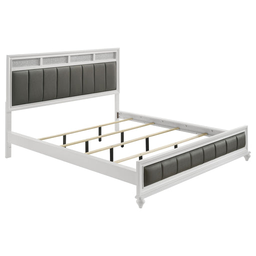 Barzini California King, E.King, & Queen Upholstered Panel Bed White - U&U Home Budget Furniture (Carteret, NJ)