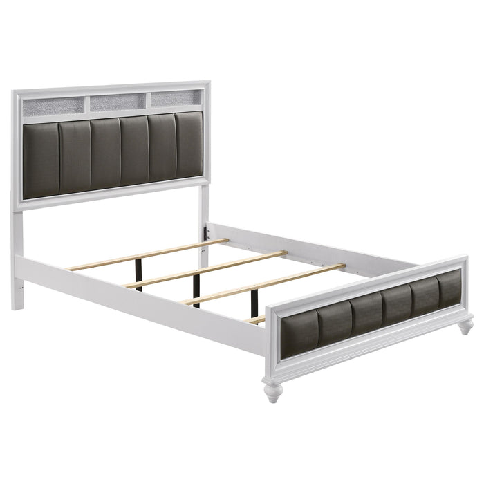 Barzini California King, E.King, & Queen Upholstered Panel Bed White - U&U Home Budget Furniture (Carteret, NJ)