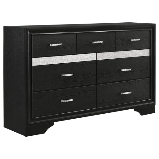 Miranda 7-drawer Dresser Black and Rhinestone - U&U Home Budget Furniture (Carteret, NJ)