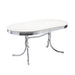 Retro Oval Dining Table Glossy White and Chrome - U&U Home Budget Furniture (Carteret, NJ)