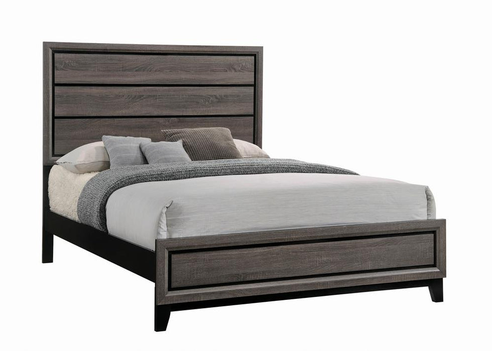 Watson Eastern King & Queen Bed Grey Oak and Black - U&U Home Budget Furniture (Carteret, NJ)