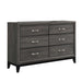 Watson 6-drawer Dresser Grey Oak and Black - U&U Home Budget Furniture (Carteret, NJ)