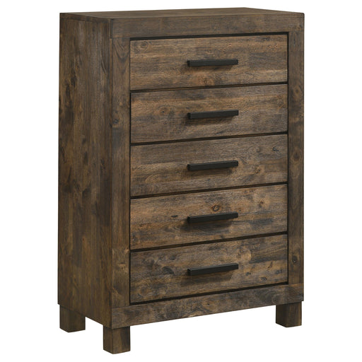 Woodmont 5-drawer Chest Rustic Golden Brown - U&U Home Budget Furniture (Carteret, NJ)