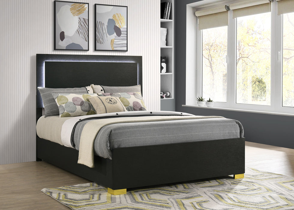 Marceline Panel Bed with LED Lighting - U&U Home Budget Furniture (Carteret, NJ)
