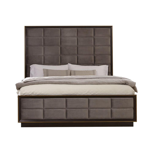 Durango California King, Eastren King, & Queen Upholstered Bed Smoked Peppercorn and Grey - U&U Home Budget Furniture (Carteret, NJ)