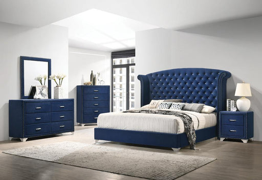 Melody 5-piece California King Tufted Upholstered Bedroom Set Pacific Blue - U&U Home Budget Furniture (Carteret, NJ)