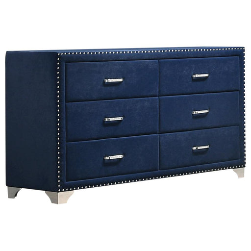 Melody 6-drawer Upholstered Dresser Pacific Blue - U&U Home Budget Furniture (Carteret, NJ)