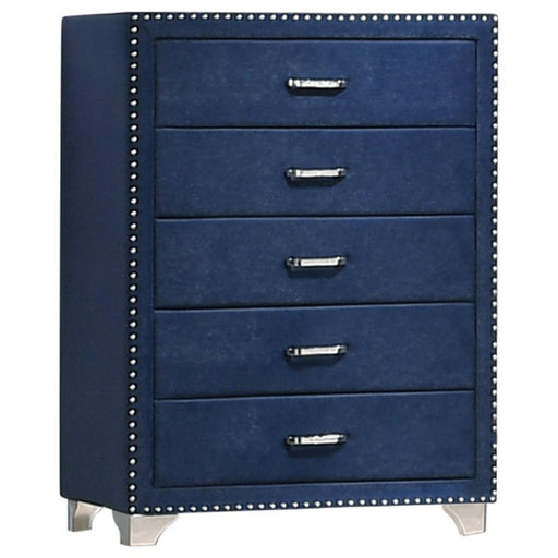 Melody 5-drawer Upholstered Chest Pacific Blue - U&U Home Budget Furniture (Carteret, NJ)