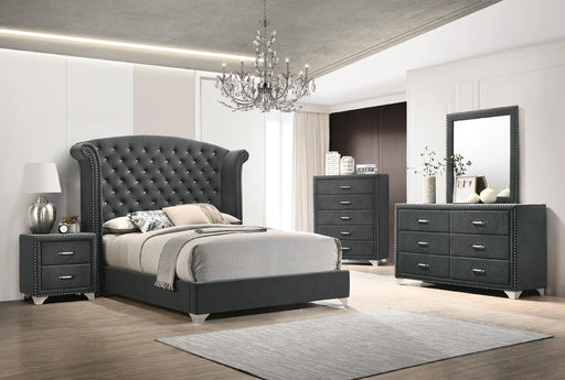 Melody 5-piece California King Tufted Upholstered Bedroom Set Grey - U&U Home Budget Furniture (Carteret, NJ)