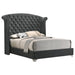 Melody California King, Eastren King, Queen Wingback Upholstered Bed Pacific Blue & Grey - U&U Home Budget Furniture (Carteret, NJ)
