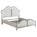 Evangeline Tufted Upholstered Platform Bed Ivory and Silver Oak - U&U Home Budget Furniture (Carteret, NJ)