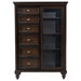 Andover 6-drawer Tempered Glass Door Chest Dark Oak - U&U Home Budget Furniture (Carteret, NJ)