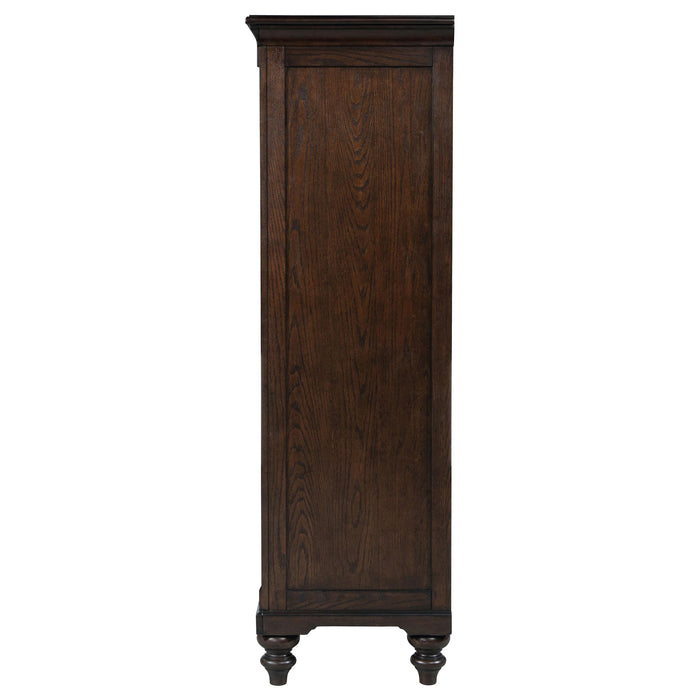 Andover 6-drawer Tempered Glass Door Chest Dark Oak - U&U Home Budget Furniture (Carteret, NJ)