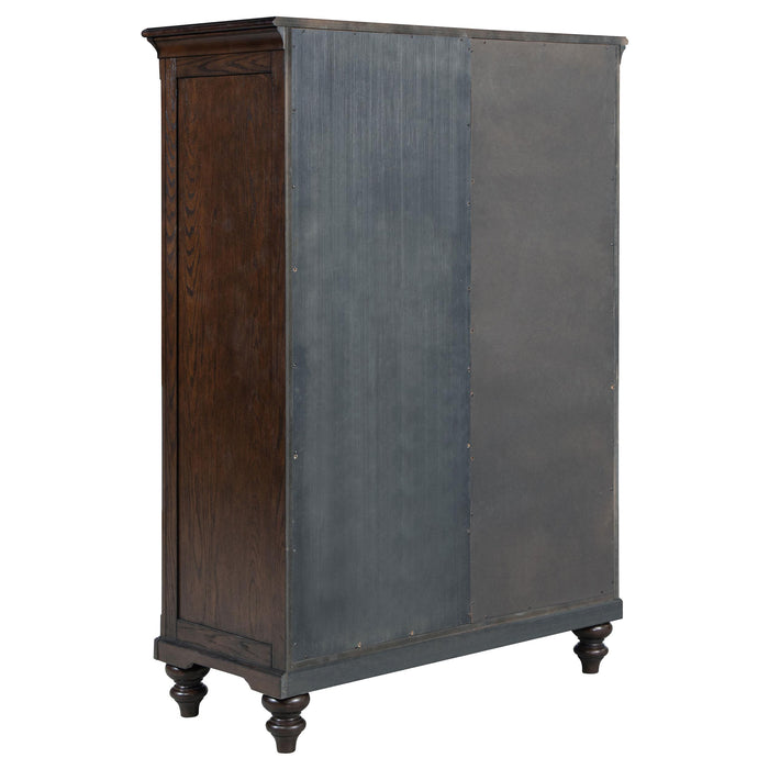Andover 6-drawer Tempered Glass Door Chest Dark Oak - U&U Home Budget Furniture (Carteret, NJ)