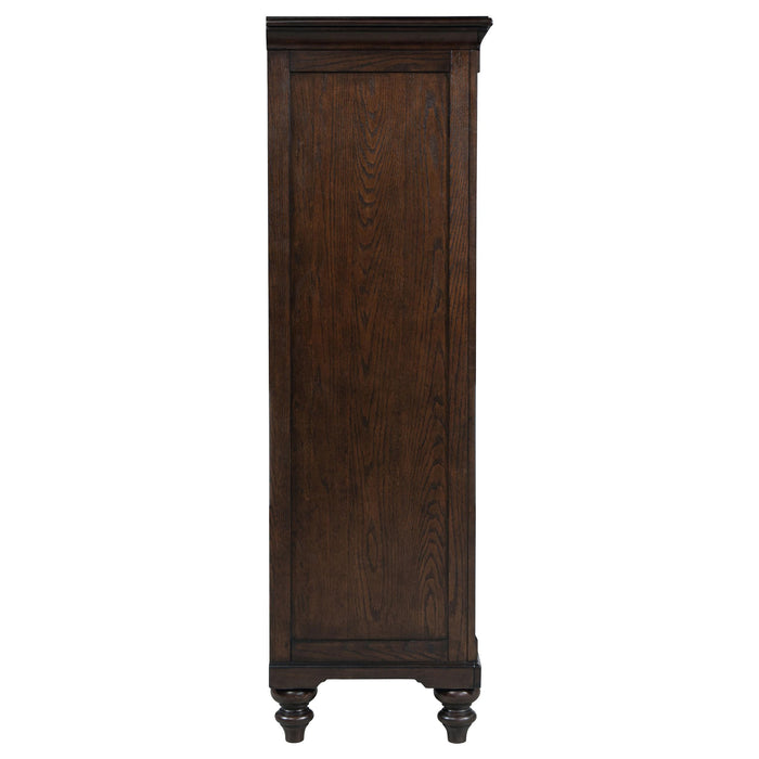 Andover 6-drawer Tempered Glass Door Chest Dark Oak - U&U Home Budget Furniture (Carteret, NJ)