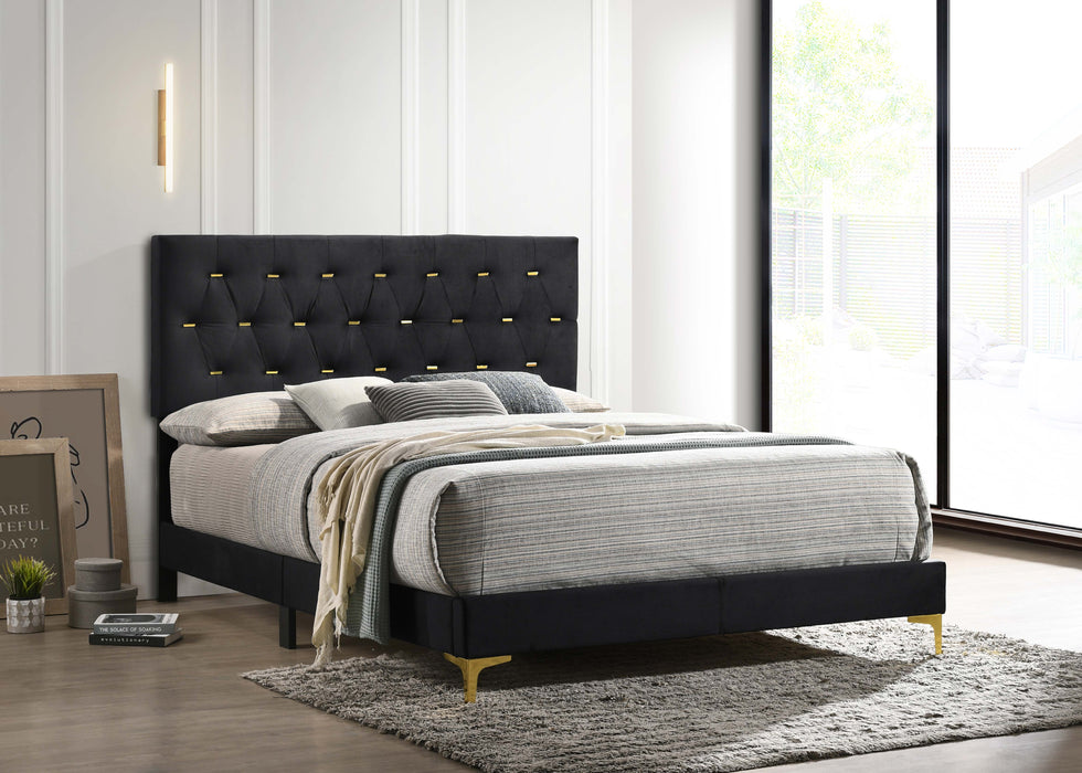 Kendall Panel Bed E.King, & Queen Black & White - U&U Home Budget Furniture (Carteret, NJ)