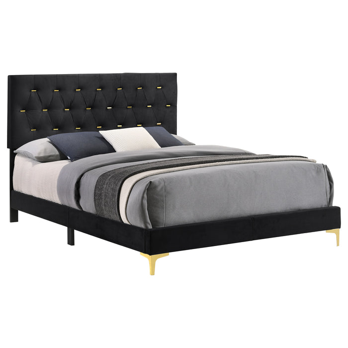 Kendall Panel Bed E.King, & Queen Black & White - U&U Home Budget Furniture (Carteret, NJ)