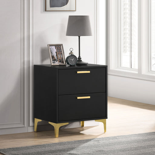 Kendall 2-drawer Nightstand Black and Gold - U&U Home Budget Furniture (Carteret, NJ)