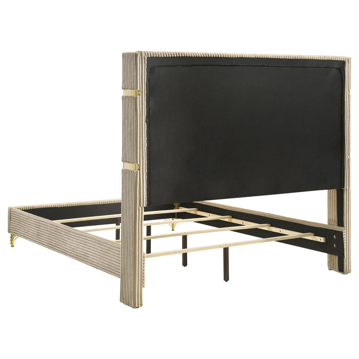 Lucia 4 & 5 Piece Bedroom Set King & Queen Beige & Grey - U&U Home Budget Furniture (Carteret, NJ)