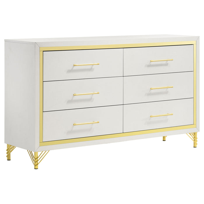 Lucia 4 & 5 Piece Bedroom Set King & Queen Beige & Grey - U&U Home Budget Furniture (Carteret, NJ)