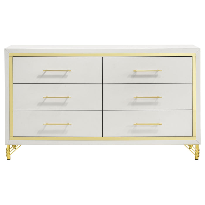 Lucia 4 & 5 Piece Bedroom Set King & Queen Beige & Grey - U&U Home Budget Furniture (Carteret, NJ)