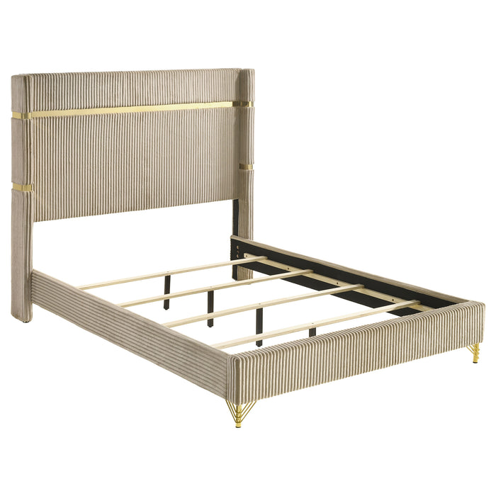 Lucia 4 & 5 Piece Bedroom Set King & Queen Beige & Grey - U&U Home Budget Furniture (Carteret, NJ)